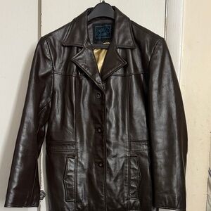 Vintage Steve Madden Dark Brown Leather Jacket Retro Glamour Size Medium